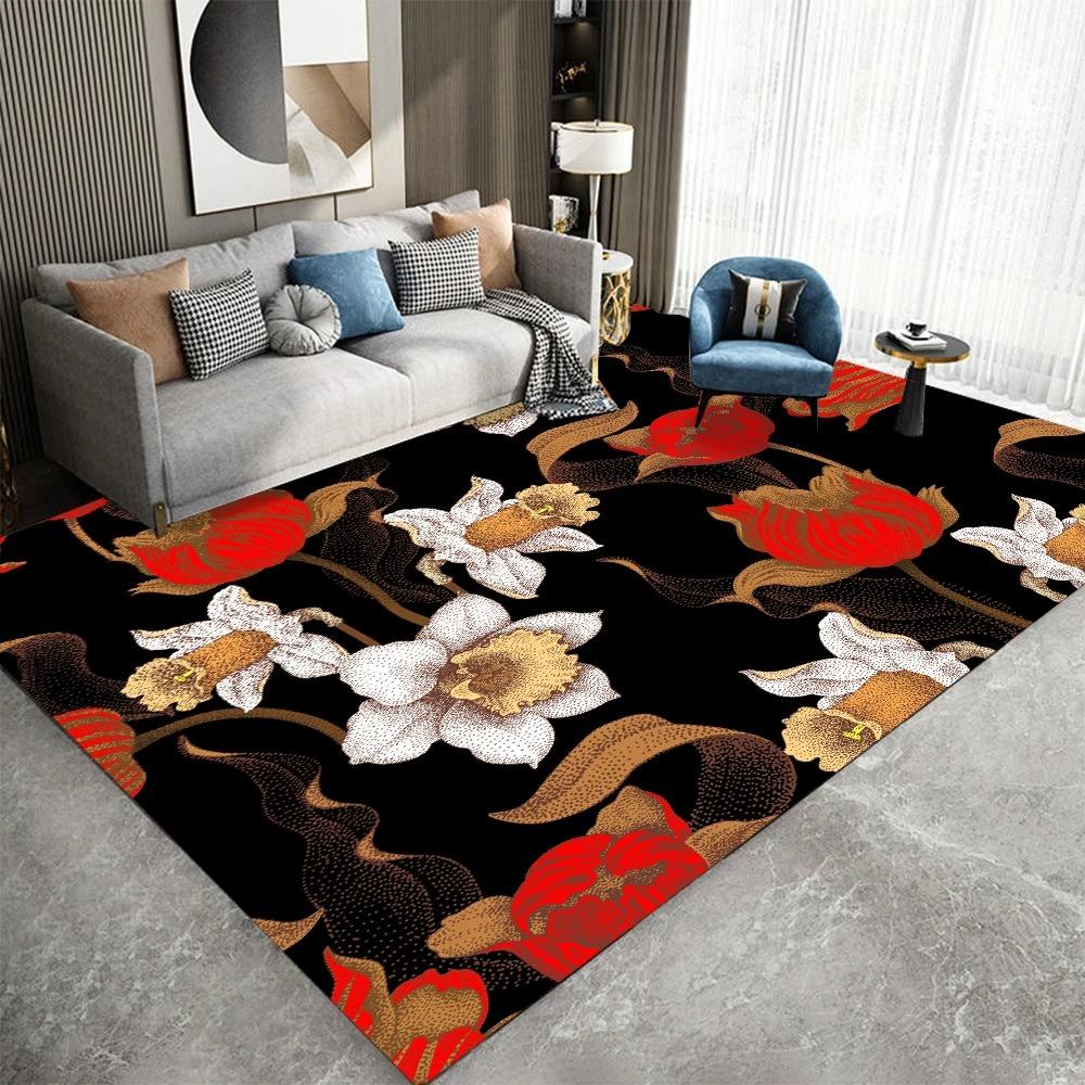 Flower Print Bedroom Floor Mats Decoration Home Living Room Floor Mats