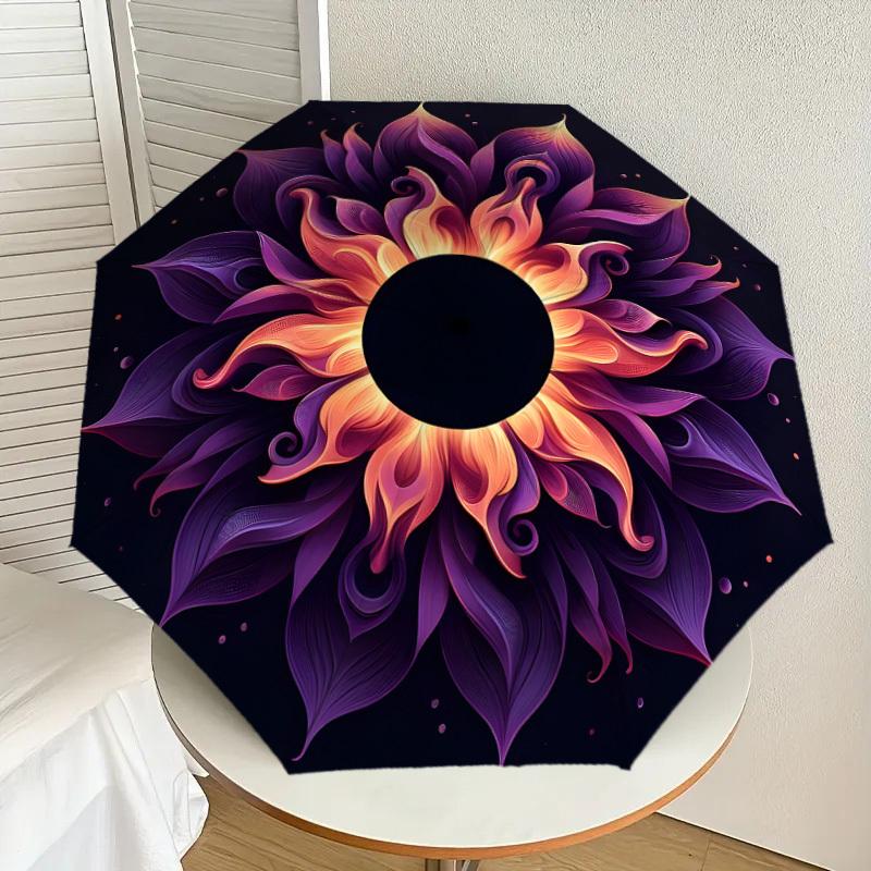

1pc Floral Mandala Design Umbrella with Plastic Handle,Suitable for All Seasons Home Travel Outdoor UmbrellaDD1148
