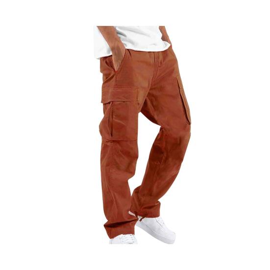 Herren Cargohose mit mehreren Taschen, Kordelzug, elastischer Bund, verstellbares Bein, Übergröße, locker, einfarbig