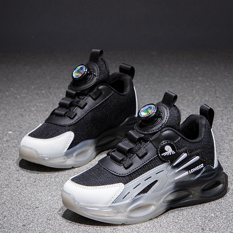 2025 Spring New Boys Sports Shoes Mesh Breathable Non-slip Rotating Buckle Soft Sole Lightweight Shoes Tide