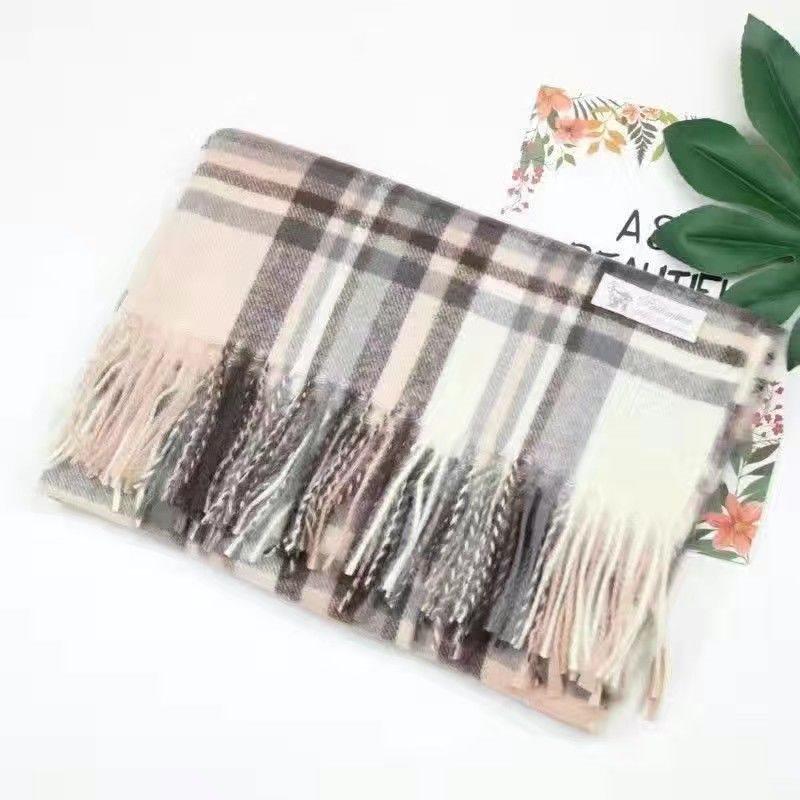 Korean Style Plaid Double-Sided Warm Thick Scarf for Couples and Students, Versatile Autumn/Winter Neck Warmer Shawl