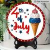 2D Flat 1pc Aluminum Independence Day-Themed Ice Cream Wall Decor 7.87 Inches X 7.87 Inches Patriotic Decor Suitable for Hanging On Front Doors