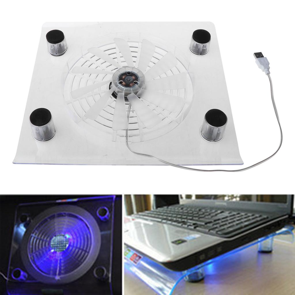 Laptop Cooler USB Cooling Big Fan LED Light Cooler Base Pad Stand for 15" PC Notebook