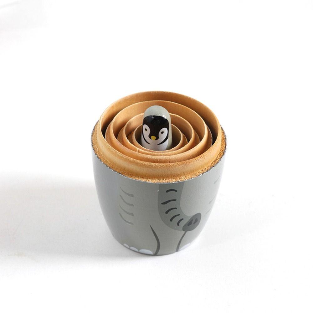 Wood Animal Matryoshka Doll Smooth Wooden Stacking Dolls Tiger Puppy Nesting Dolls  Xmas