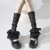 Black White Thin Lace Ruffle Crew Socks Women JK Lolita Knee High Socks