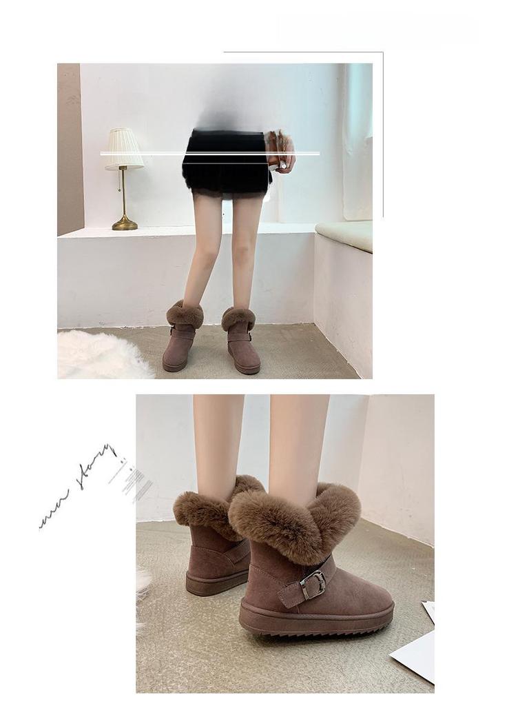 Women's 2024 Winter Waterproof Mid-Tube Snow Boots: Thick, Warm Cotton, All-Match, Student-Friendly, Easy Slip-On In Northeast Style