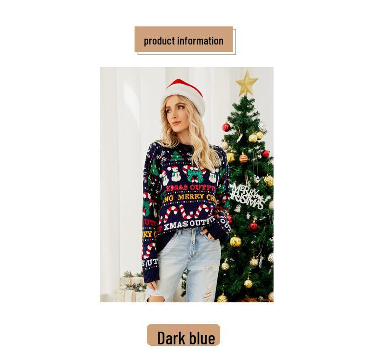European & American Christmas Tree & Snowman Sequin Sweater - Autumn/Winter Round Neck Knitwear