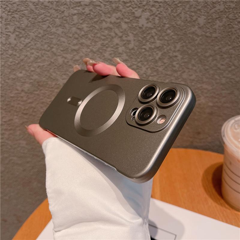 Frameless Plating Metallic Paint Magnetic Hard PC Case For Apple iPhone 15 14 13 12 Pro Max Plus Matte Anti-fingerprint Shockproof Back Cover Shell