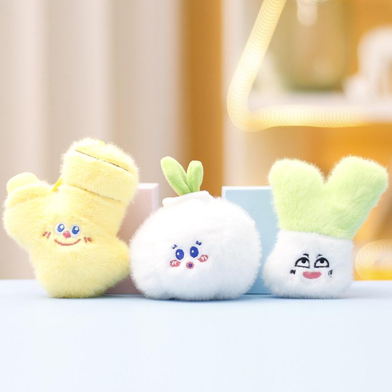 Adorable Cartoon Vegetable And Fruit Plush Keychain Cute Banana Durian Carrot Doll