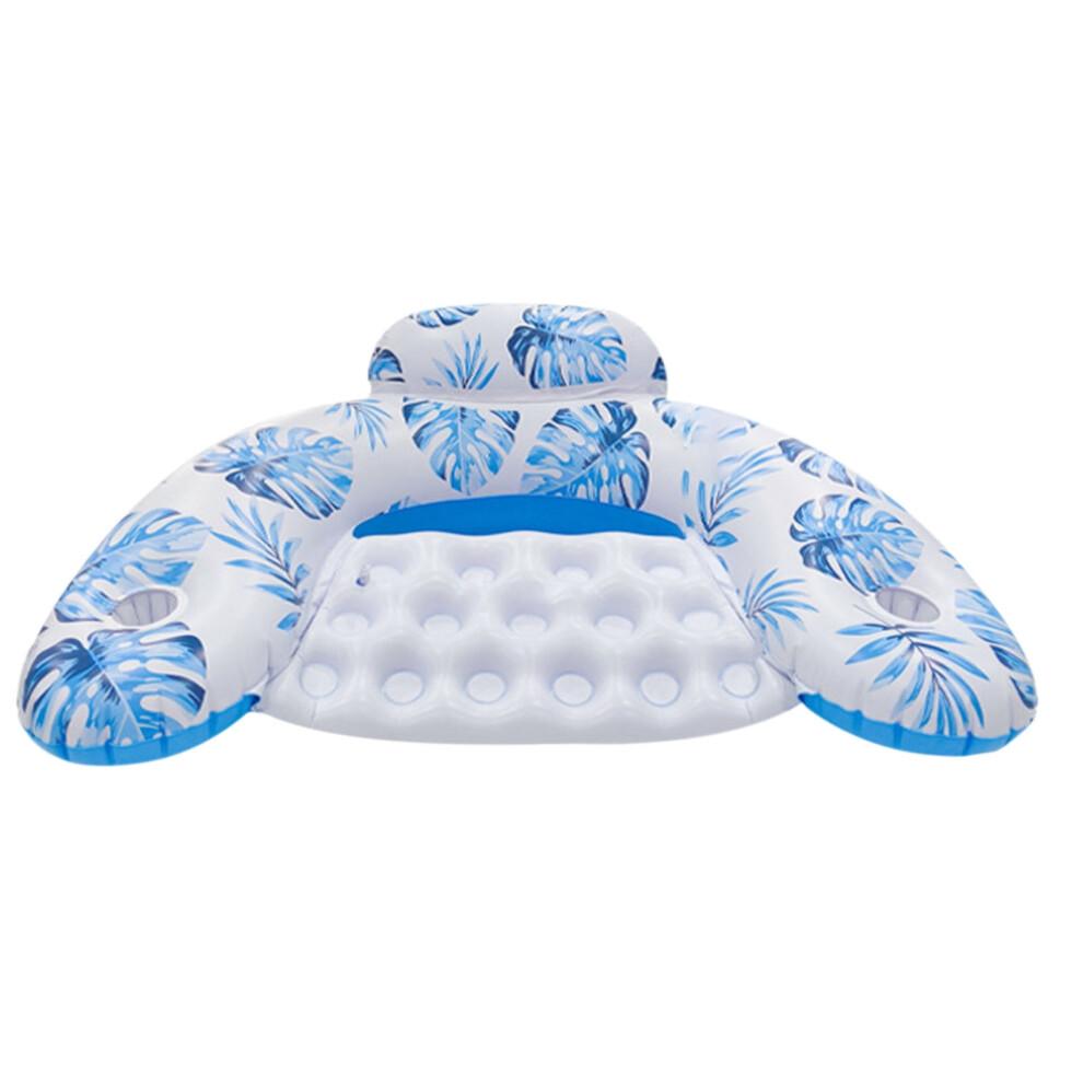Fauteuil flottant gonflable en PVC avec porte-gobelets, ergonomique, capacité de 159 kg, pour la plage ou le lac – Idéal pour s'amuser en été