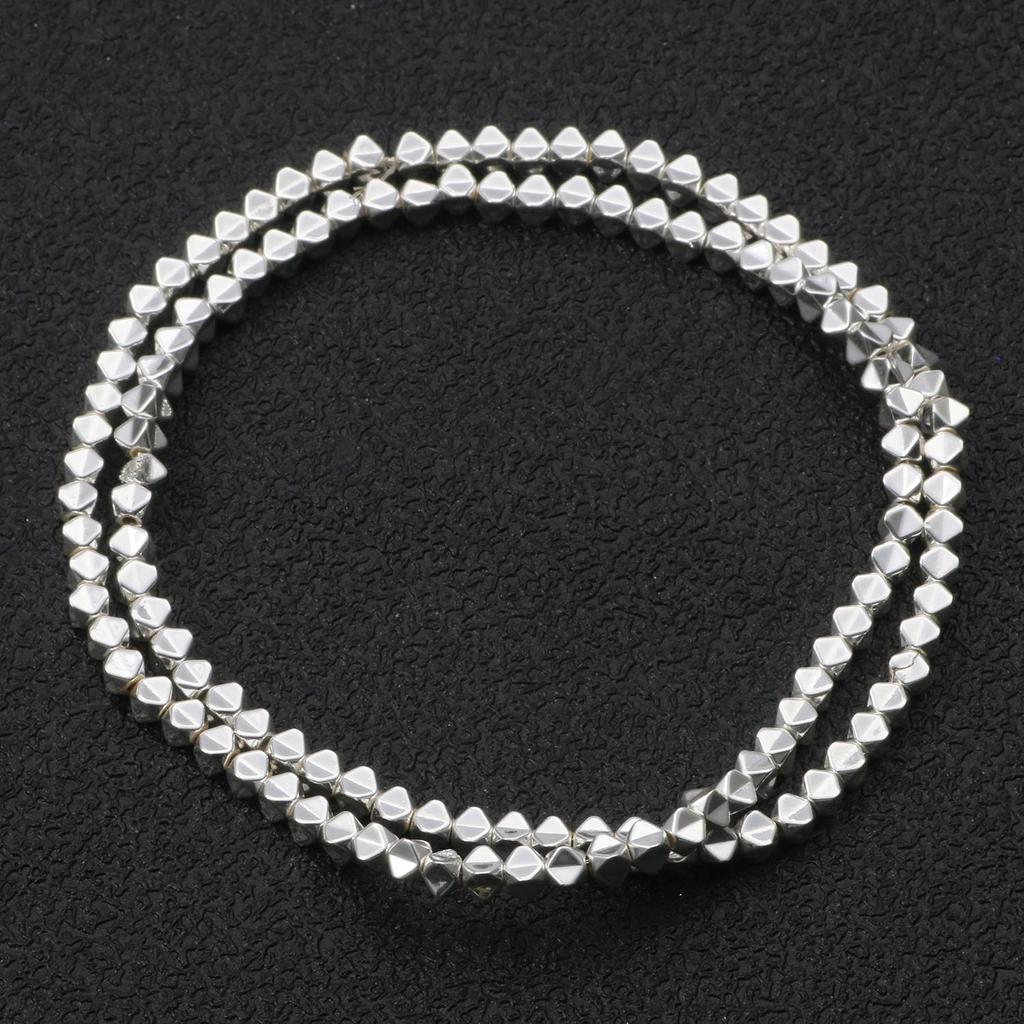 45 Style Natural Stone Silver Color Hematite Beads Heart Square Round Spacer Beads for Jewelry Making Diy Bracelet Necklace 15''