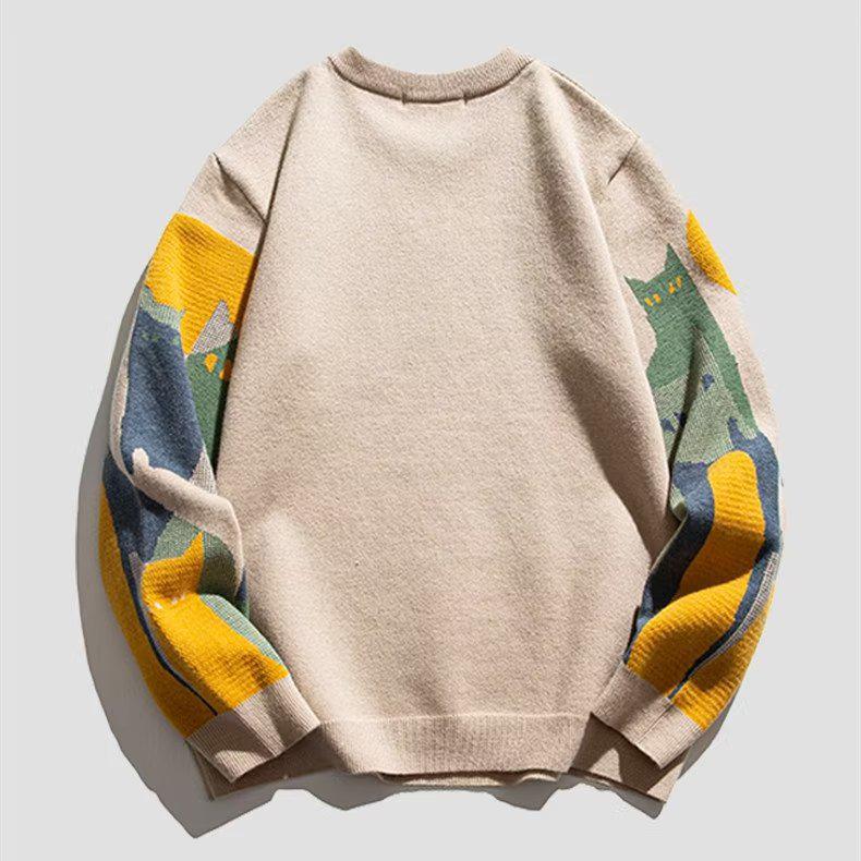 2024 Men's National Trend Round Neck Knit Sweater - Autumn/Winter Collection