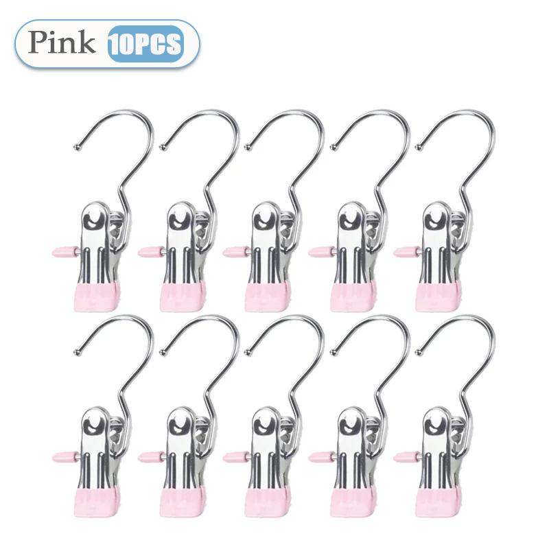 10~80PCS Closet Clothes Organizer No Trace Clothespins Clothes Pegs with Hooks Stainless Steel Socks Drying Clothes Hangers Clip
