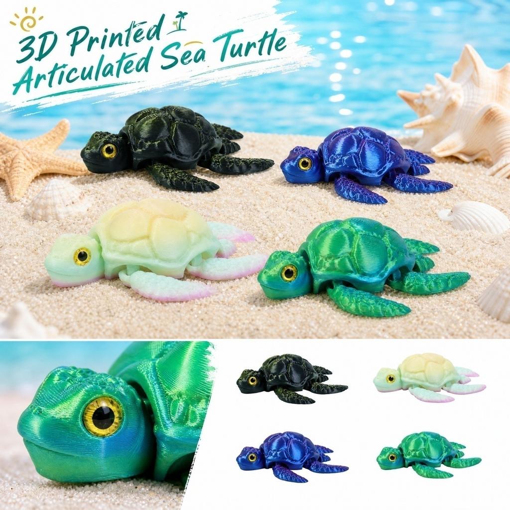 3D-gedrucktes, bewegliches Meeresschildkröten-Spielzeug mit beweglichen Gelenken, kreative Modell-Dekoration für Sammler