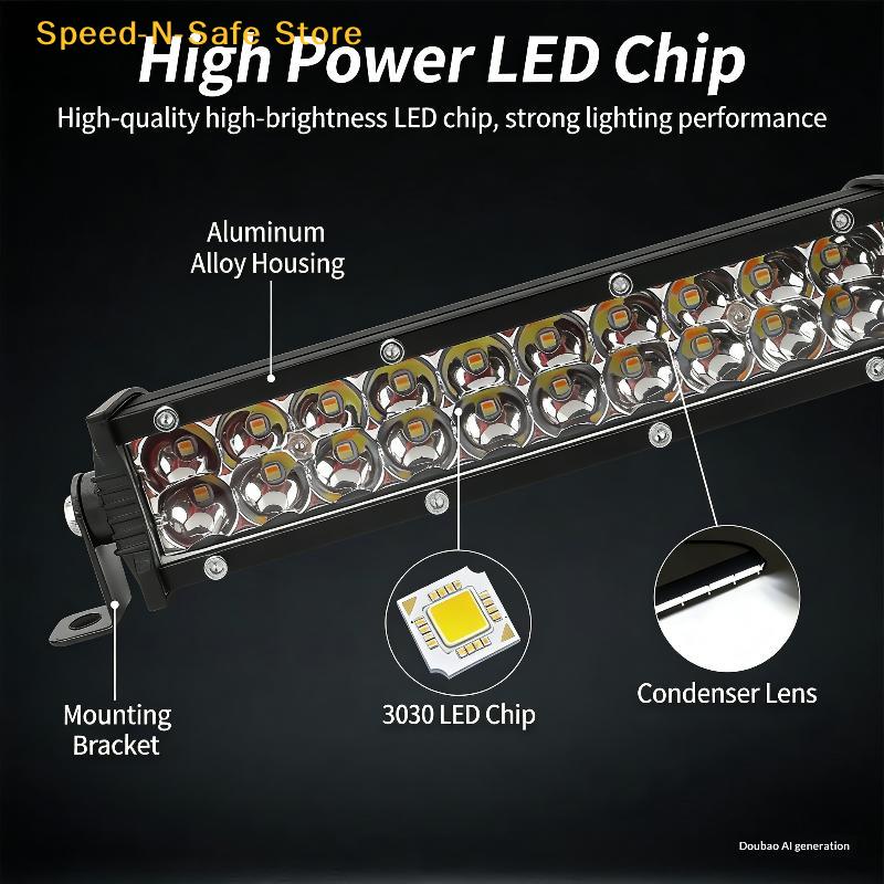8.5 Inch Slim LED Light Bar For Truck Tractor, Small LED Pods Off Road Driving Auxiliary Fog Lights 60W 6000lm, Waterproof