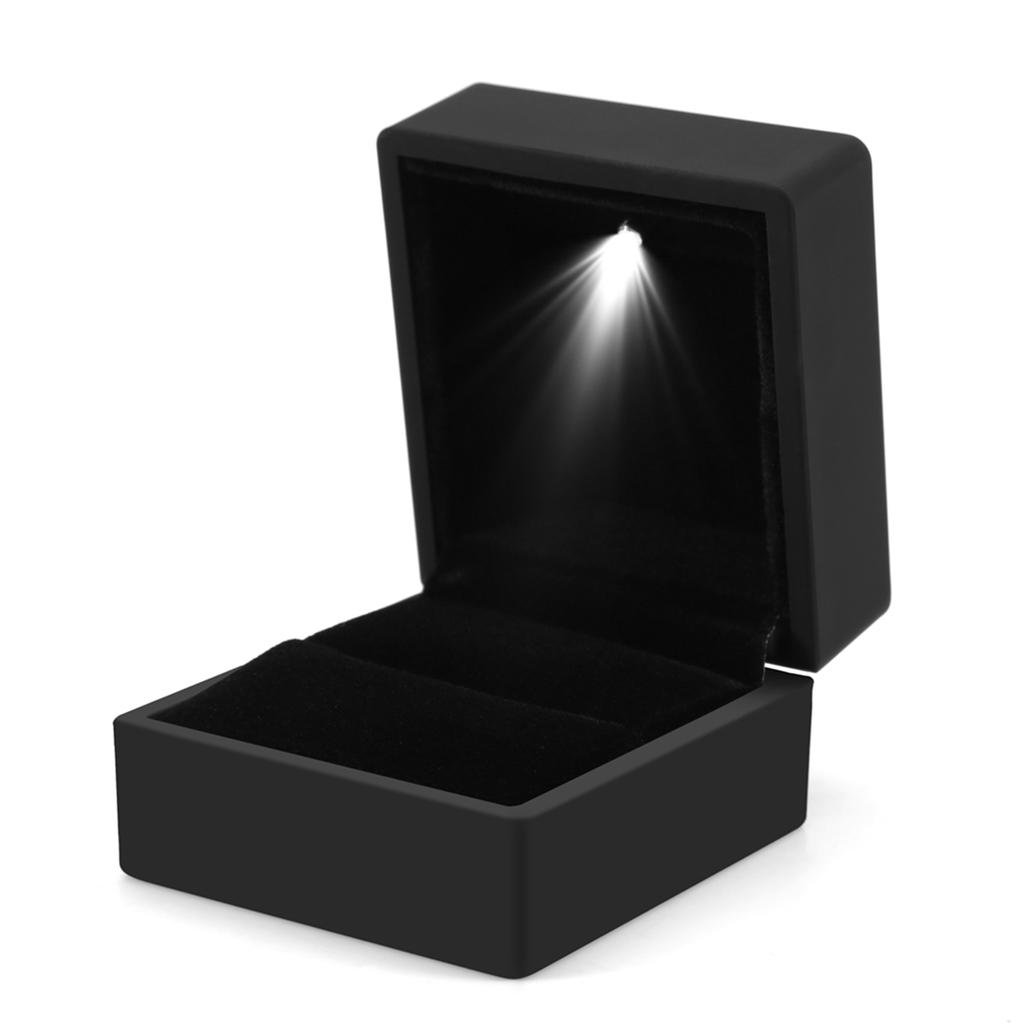Fashionable LED Lighted Ring Storage Box Jewelry Display Case Gift Black