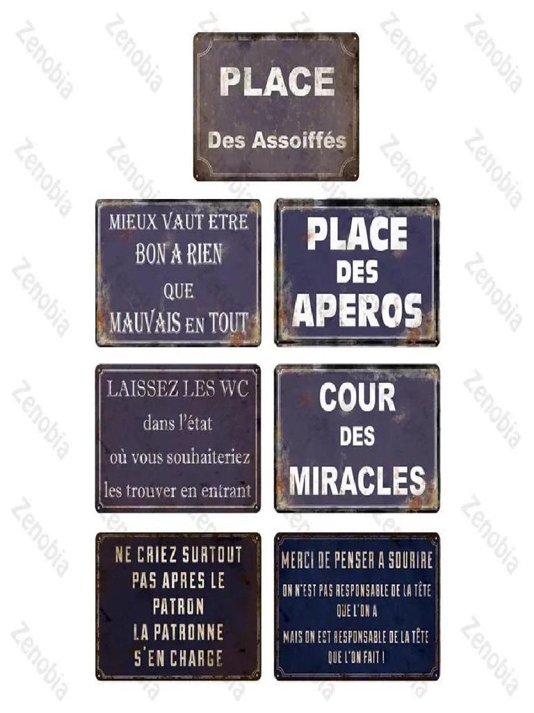 Vintage French Retro Metal Tin Sign Bar Pub Club Wall Decor Iron Painting Decorative Plate