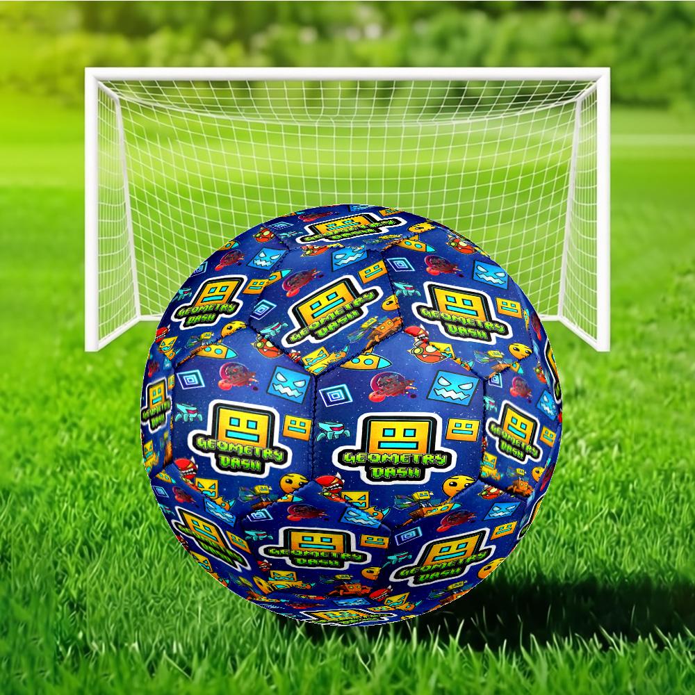 Colorful Geometry Dash Characters Size 5 Soccer Ball, Suitable for Training and Matches, High-Elasticity, Wear-Resistant Material Gift for Fan