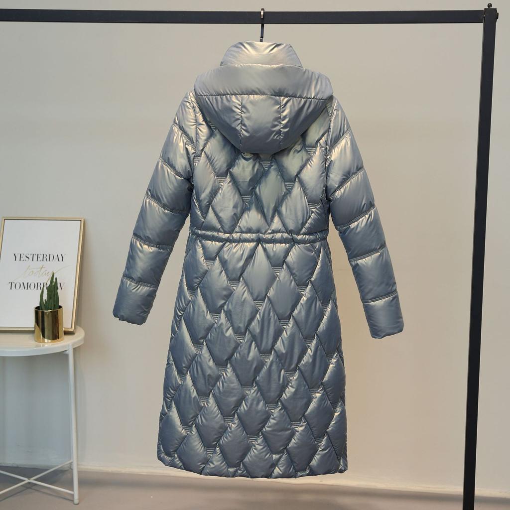 Buzunar mare, cu glugă, cu șnur, rezistentă la vânt, de lungime medie, din bumbac, haină pufă, îmbrăcăminte de iarnă