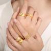 European Style Gold Open Ring - Hollow Textured Titanium Steel Jewelry for Women