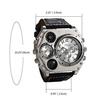 JewelryWe Mode Herren Multifunktionsuhr Zifferblatt Analoganzeige Lederarmband Sportkompass Thermometerfunktion Silber Schwarz