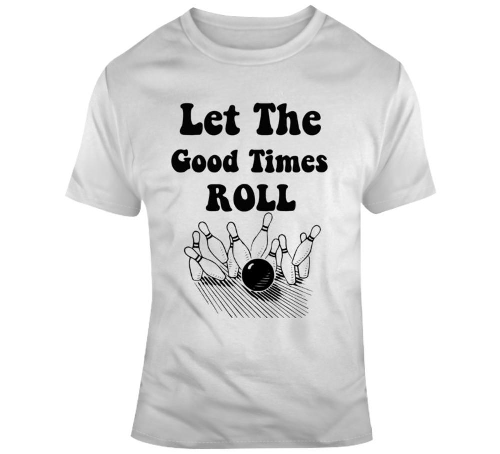 Let The Good Times Roll Cool Bowling T-Shirt Unisex Bowler Strike Pins TShirt S