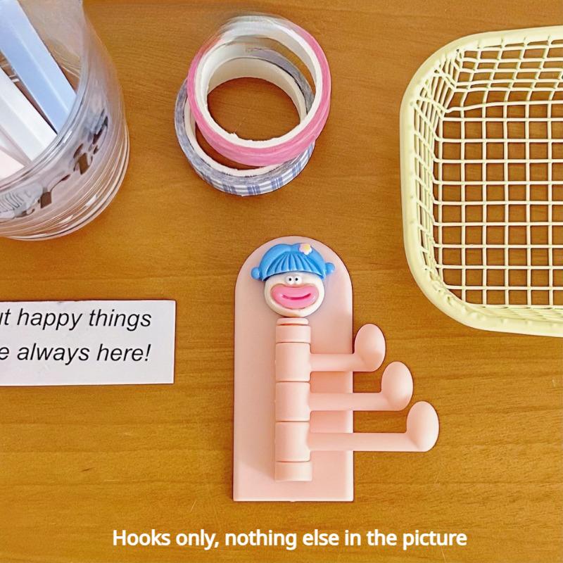 Cartoon Hooks Student Dormitory Non-marking Sticky Hooks Bathroom Kitchen Hole-free Hooks Bathroom Accessories Key Holder Wall