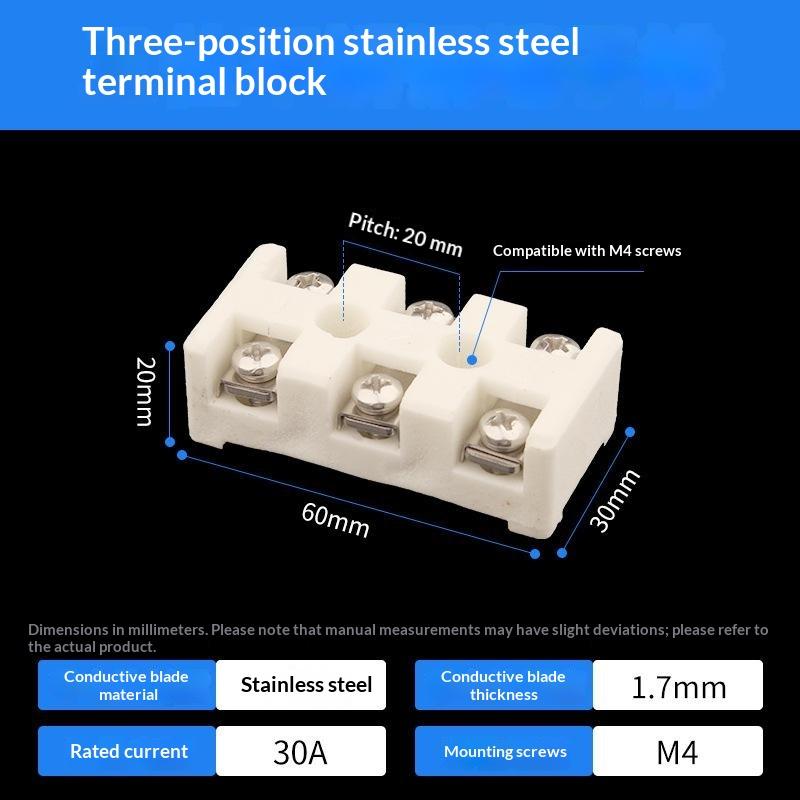 High Temperatures Ceramic Wire Connector 30A 800℃ Heat Resistant Terminals Block For Industrial Equipment Wiring
