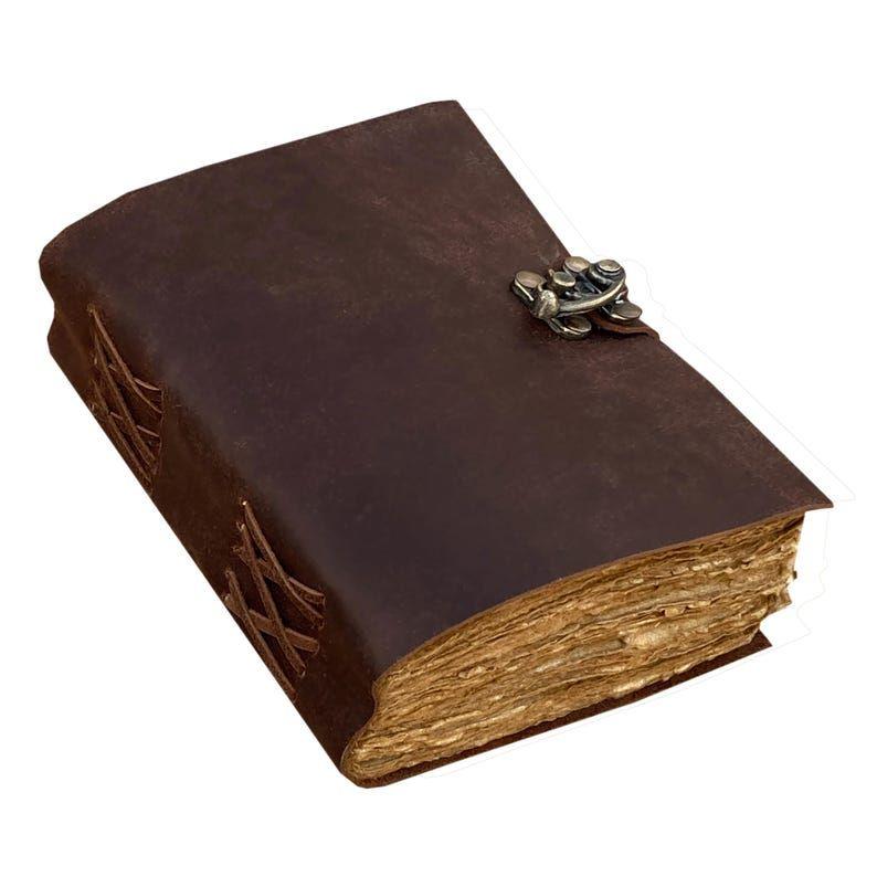 Handmade Vintage leather Journal - Blank Spell Book of Shadows, Grimoire Journal, Travel Writing Notebook, Deckle Edge Paper Lock Closure