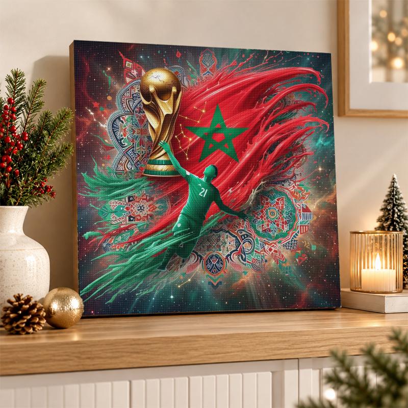 Morocco Football Diamond Painting Kit 5D Full Drill DIY Diamond Mosaic Wall Art Home Decor