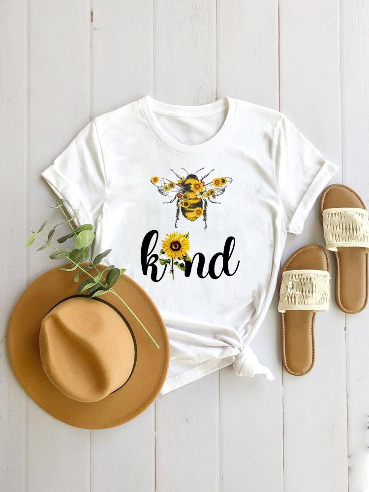 Butterfly Print Cartoon Dress Women European Sleeve Tshirt Women Clothes  Graphic T Shirts  Tops  Oversized Tshirt