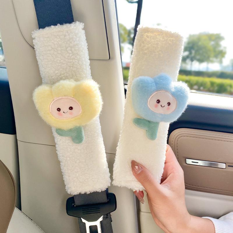 2 Cute Flower Car Seat Belts, Shoulder Protectors, Cartoon Soft and Comfortable Car Belts
