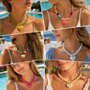 Collana girocollo alla moda con ciondolo a forma di cuore grande esagerato e catena colorata con perline per donna, dichiarazione di personalità, gioielli Y2K, regalo