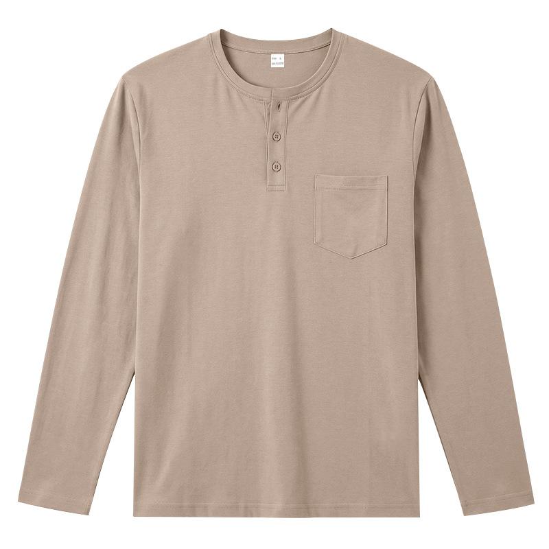 Relaxed Fit Casual Men S Long Sleeve Henley Neck T Shirt With Pocket