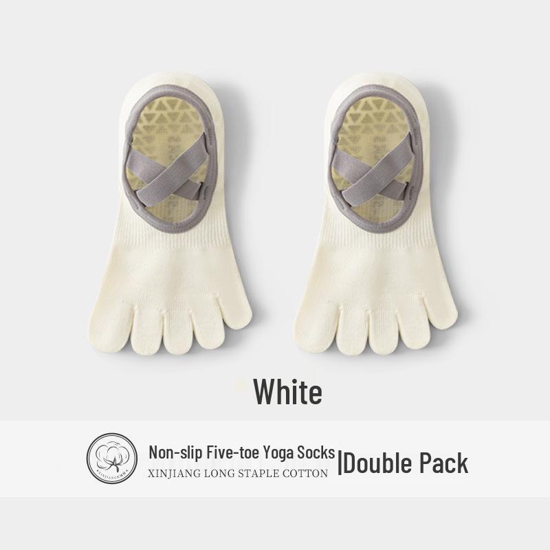 Women's Anti-Slip Yoga & Pilates Five-Toe Socks - Summer Thin, Pure Cotton Toe Separator Boat Socks