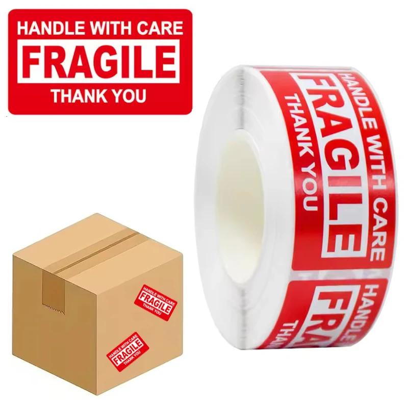 250Paste/Roll Fragile English Warning Label sticker, copper Plate Adhesive Anti-Tamper Fragile ltem Warning Stickers