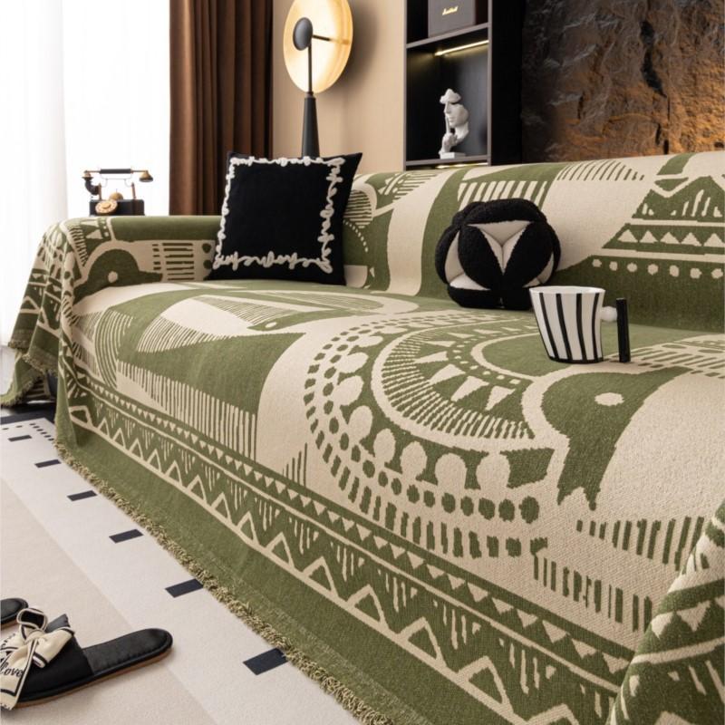 All-Season Universal Couch Camping Blanket Sofa Mat Chenille Ethnic Style Sofa Cover Full Coverage Non-Slip Couch Protector
