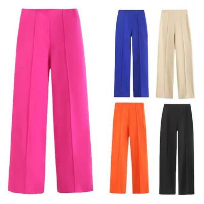 Elegant Solid Long Pants for Women High Waist Loose Casual Pants Fashion Office Trousers Breathable Comfortable Lightweight Work Pants