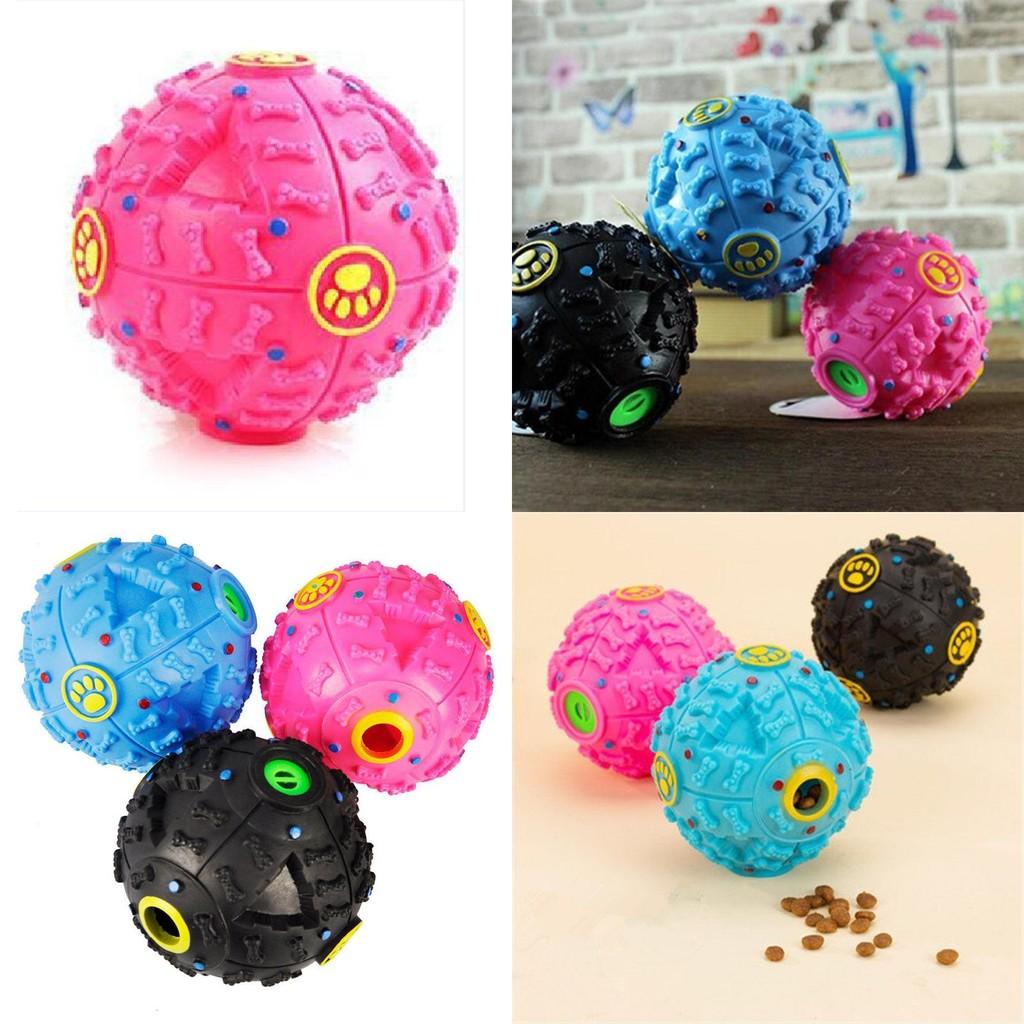 Durable Chew Resistant Dog Toy Enamel Rubber Squeak Ball With Treat Dispenser Puppy Training