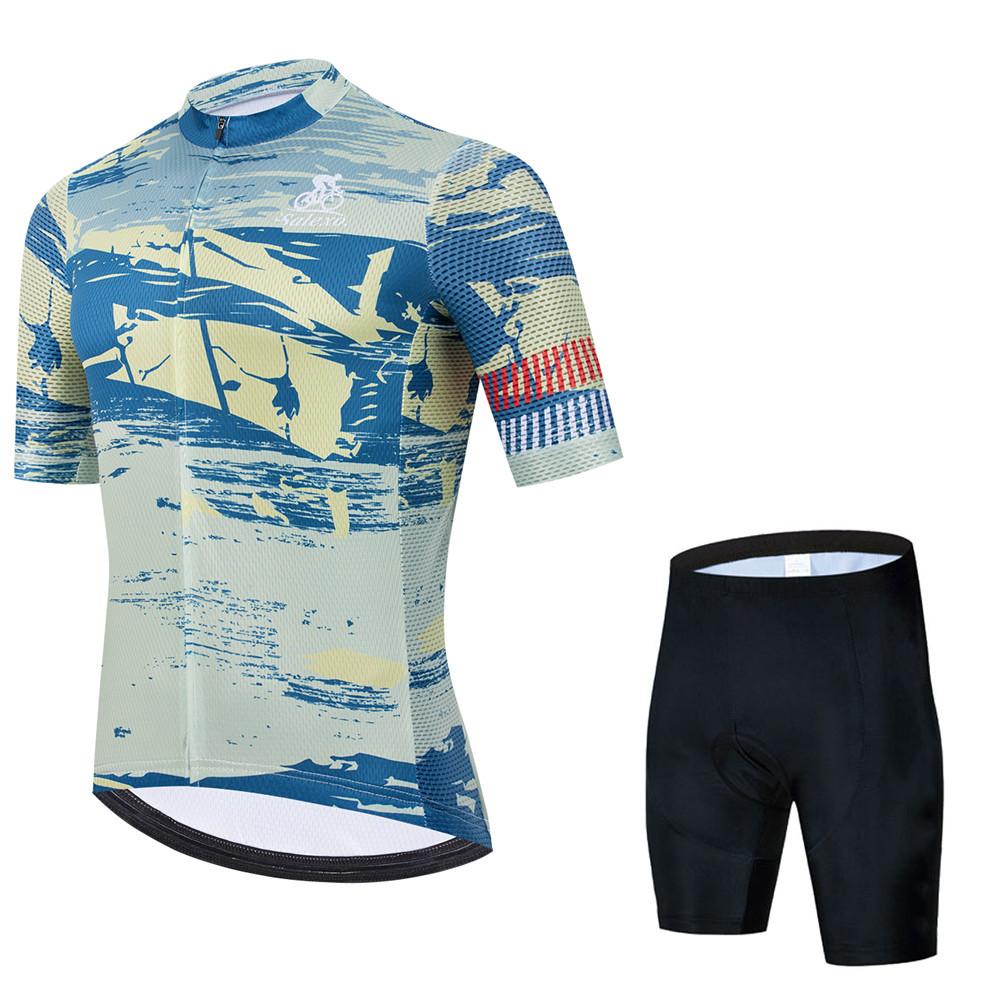 2026 Sommar Cykeldräkt Andningsbar Herr Mountainbike Kortärmad Hängselshorts Landsvägscykel Kläder