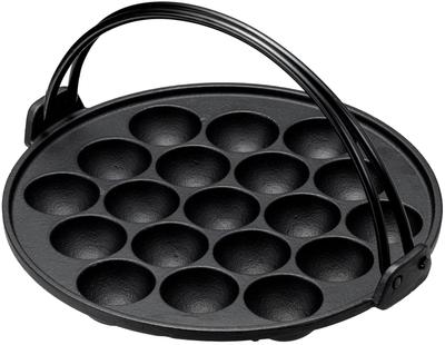 Ishigaki Cast Iron Takoyaki 19 24cm Wide X Deep X Direct Portable Stovetop Black with Handle Maker, Holes, 22.2cm 4.7cm High, DL, Heat, Compatible,