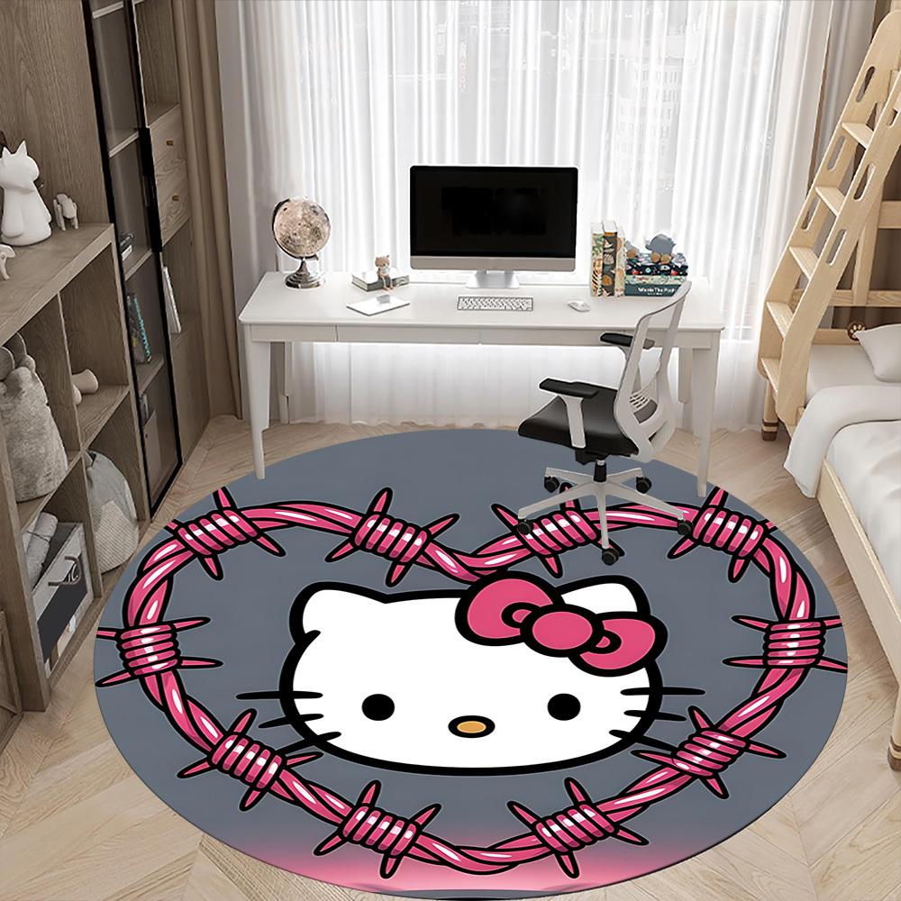 1pc Hello Kitty Chair Carpet for Office Non Slip, Machine Washable Rug for Office, Room Holiday Decor for Christmas, Birthday Polyester
