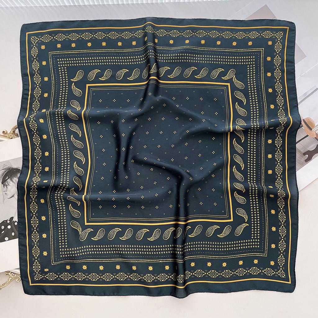 Korean version of white cashew retro scarf spring and summer fashion commuting versatile multi-functional small square scarf neck protection thin sca