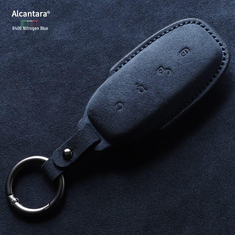 Full-Coverage Suede Key Case for BYD D9, N7, N8, and X with Side Snap Button