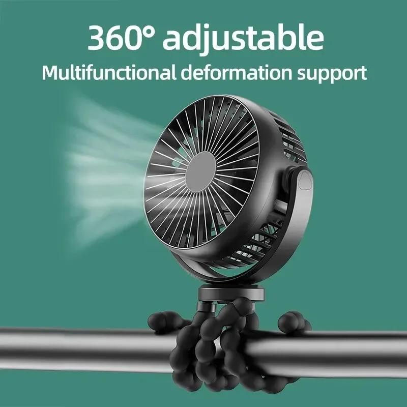 New 5200 Mah Multi-functional Stroller Mini Fan Portable USB Charging Small Fan Mobile Phone Seat Outdoor Handheld Octopus Fan