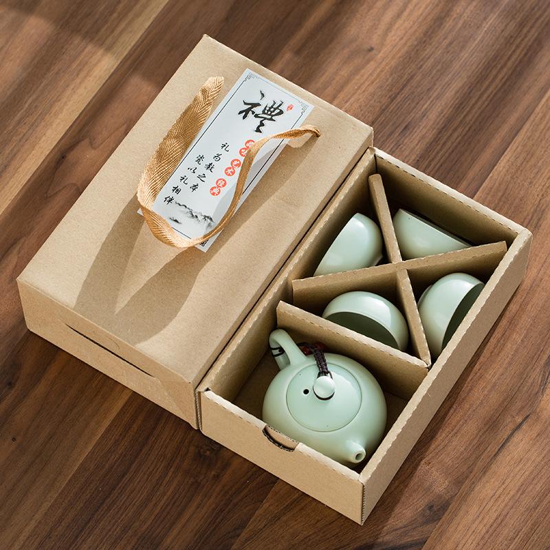 Ding Ofen Tragetasche Reise Kung-Fu Tee-Set Keramik Xishi Kanne Ein-Kannen-Zwei-Tassen-Vier-Tassen-Set Kreative Geschenke