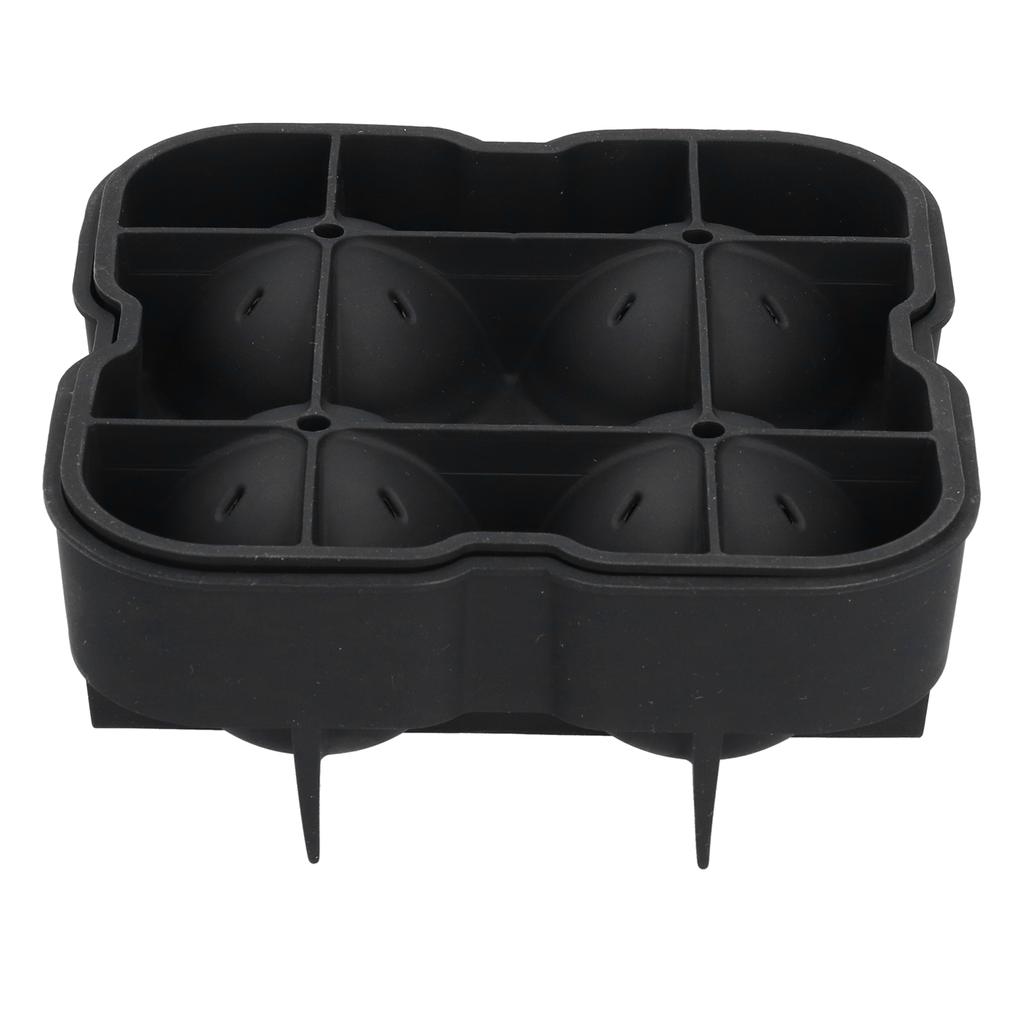 4 Grids Ice Ball Mold Reusable Food Grade Silicone Ice Ball Maker Tray Home Kitchen Utensils Black