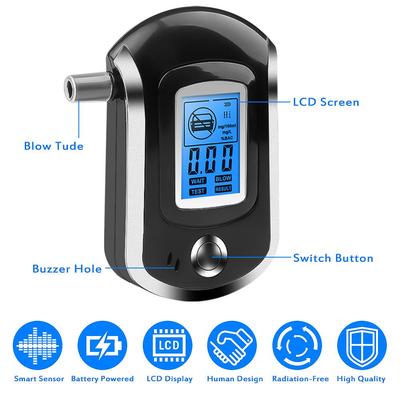 Etilometro digitale Protable Alcohol Breath Tester LCD Retroilluminazione Schermo Rilevatore Etilometro Etilometro Dispositivo con 5 Ventilatore
