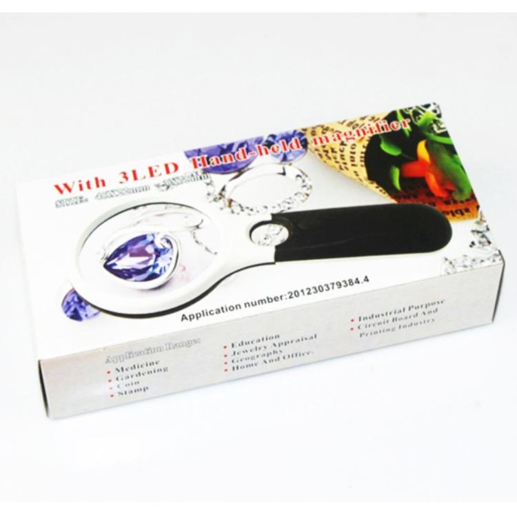 Reading Visual Magnifier with 3 LED Light, Mini Portable 3-45X Handheld Reading Visual Magnifier with 3 LED Light