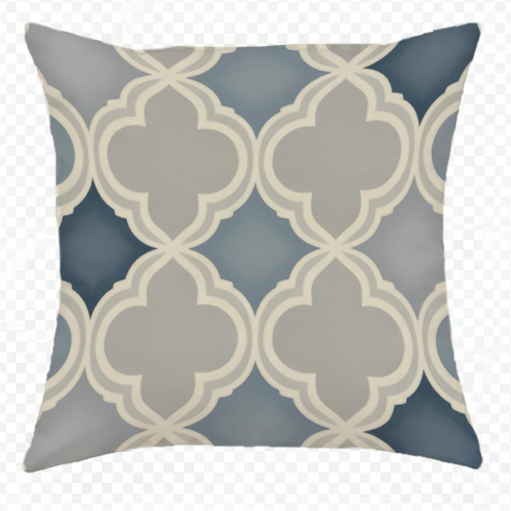 Blue and Gray Geometric Pattern Doublesided Printed Pillow Cover Short Plush Suitable Living Rooms Bedrooms Throw Cushion Cover